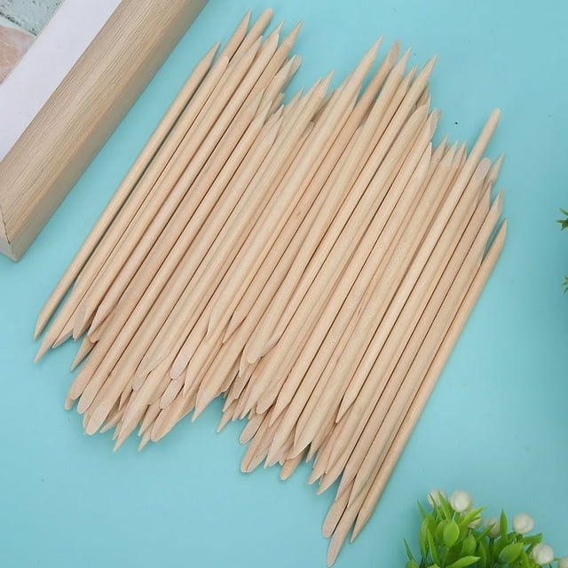 Empujador de cutículas de madera, herramienta de extracción, palitos de madera para manicura, pedicura, arte de uñas, 200 piezas