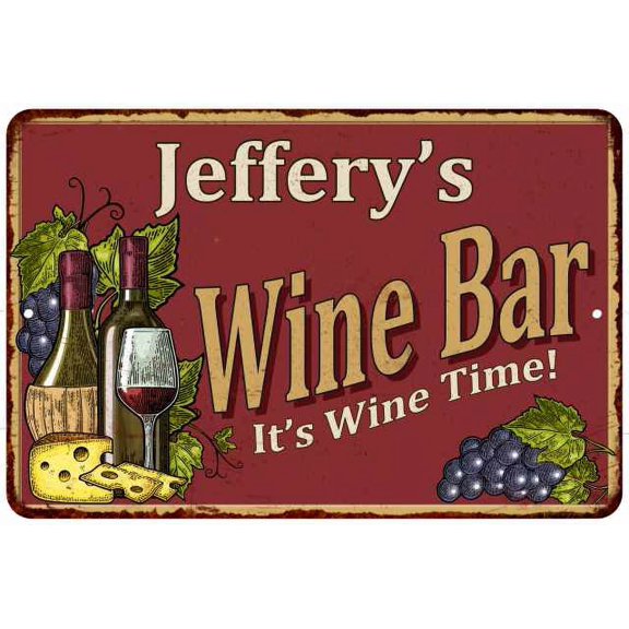 Jeffery's Red Wine Bar Sign 8 x 12 High Gloss Metal 208120054323