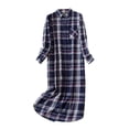 thumbnail image 2 of vigerkar Women's Button Down Flannel Nightgown Long Sleeve Full Length Pajama Top (Purple, M), 2 of 4