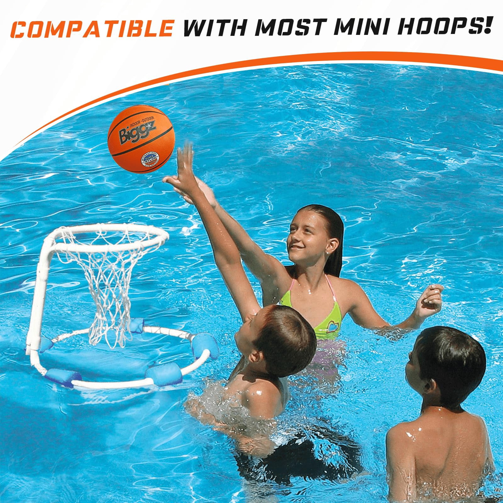 Biggz Mini Rubber Basketball 5in (6 Pack) with (1) Ball Hand Pump