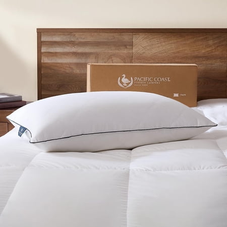 Premium Goose Feather & Down Bed Pillows Standard Size 1-Pack, Hotel Quality Collection, Medium Support for Side & Back Sleepers