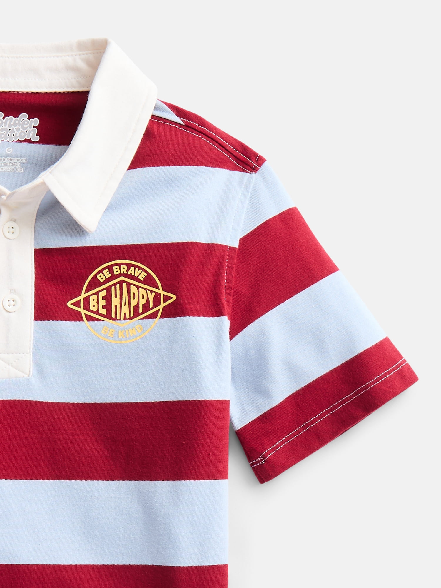 Wonder Nation Little Boys' Rugby Polo with Short Sleeves, Sizes 4-10