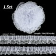 thumbnail image 2 of 1set 10M Polyester Pleated Lace Trim Stretchy Flower Lace Ribbon for Sewing Decoration White 1-3/4 inch(45mm), 2 of 5