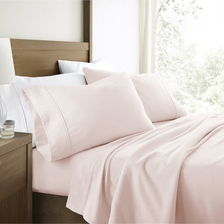 100% Cotton Flannel Bed Sheets Set for Twin Size Bedding in Blush by Comfort Canopy