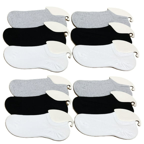 H & B Women's Low Cut Ankle Socks Cotton Athletic Running Seamless Solid Black White Grey 12 Pack