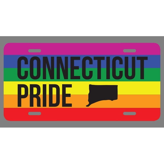 Connecticut Pride Flag License Plate Tag Vanity Novelty Metal | UV Printed Metal | 6-Inches By 12-Inches | Car Truck RV Trailer Wall Shop Man Cave | VLP640
