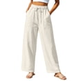 thumbnail image 3 of SROBPTY Fall Winter Plus Size Womens Pants Solid Drawstring High Waist Wide-Leg Bottoms with Pocket, 3 of 5