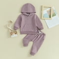 thumbnail image 2 of Bagilaanoe 2PCS Toddler Baby Girl Boy Pants Set Long Sleeve Hooded Sweatshirt Tops + Drawstring Sweatpants 6M 12M 18M 24M 3T Kids Casual Sweatsuits, 2 of 8
