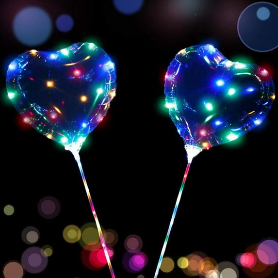 Velocity Toys LED Lights Colorful Latex Light Up Heart Shaped 18" Clear Valentine's Day Balloons, 6 Count