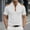 White, variant on FRSASU Men's Contrast-Colored Stitched BrownTee Imation Suede Half-Buttoned Short-Sleeved Shirt Stand Collar T-shirts White
