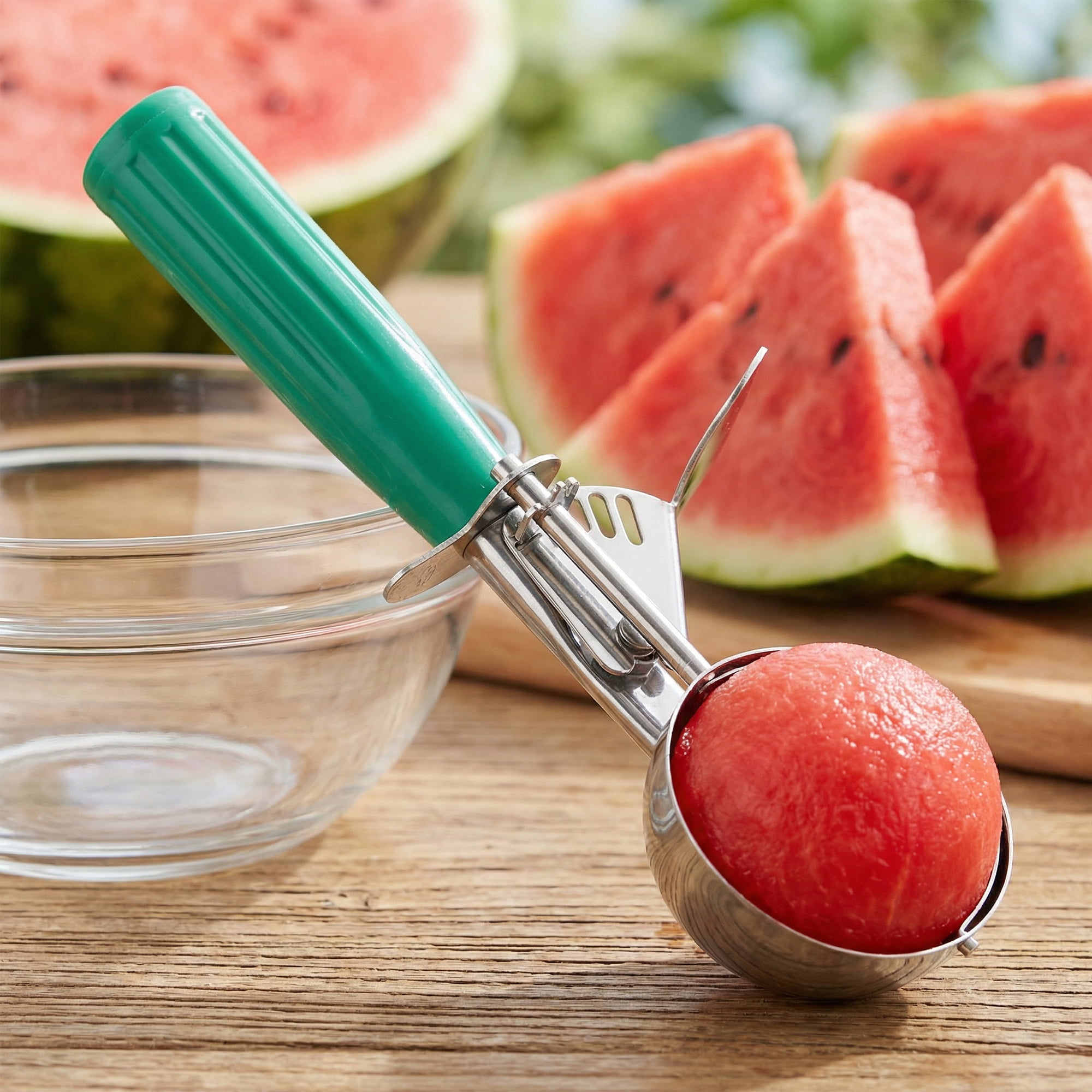 Unique Bargains Stainless Steel Ice Cream Scoop Green 8.7in
