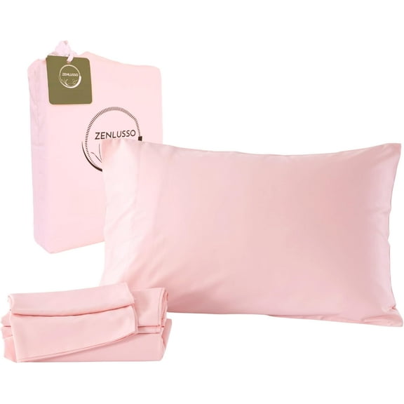 California King Sheets, 100% Viscose Made from Bamboo Sheet Set, Cooling, Head Foot Tags with 16” Deep Pocket, Luxuriously Soft 4 Piece Bed Sheet Set (Light Pink, California King)