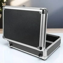 LEORX Black Aluminum Tool Case with Lock Multi Functional Toolbox for Home Use