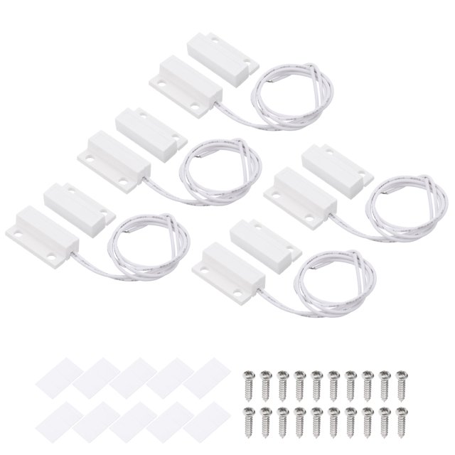 Unique Bargains Magnetic Reed Switch, 5 Sets NC Magnetic Contact Switch for Door Window, White