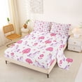 thumbnail image 2 of Metsweet Floral Unicorn Queen Sheets 4 Pieces, Chic Flowers Queen Sheet Sets, Pink Purple White,1 Fitted Sheet, 1 Flat Sheet and 2 Pillowcases, 2 of 5