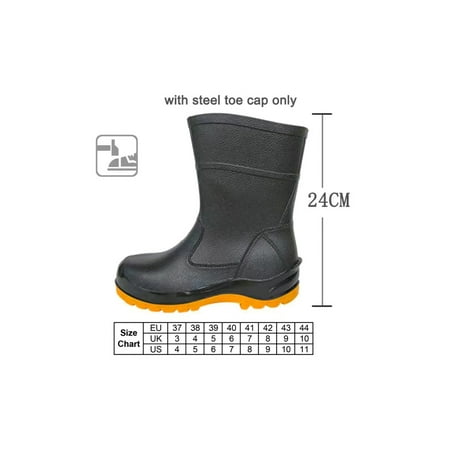 

Rotosw Mens Safety Shoes Heavy Duty Rain Boot Steel Toe Work Boots Anti-smash Waterproof Rainboot Outdoor Comfort Shoe Black 24cm Height Steel Toe 6.5