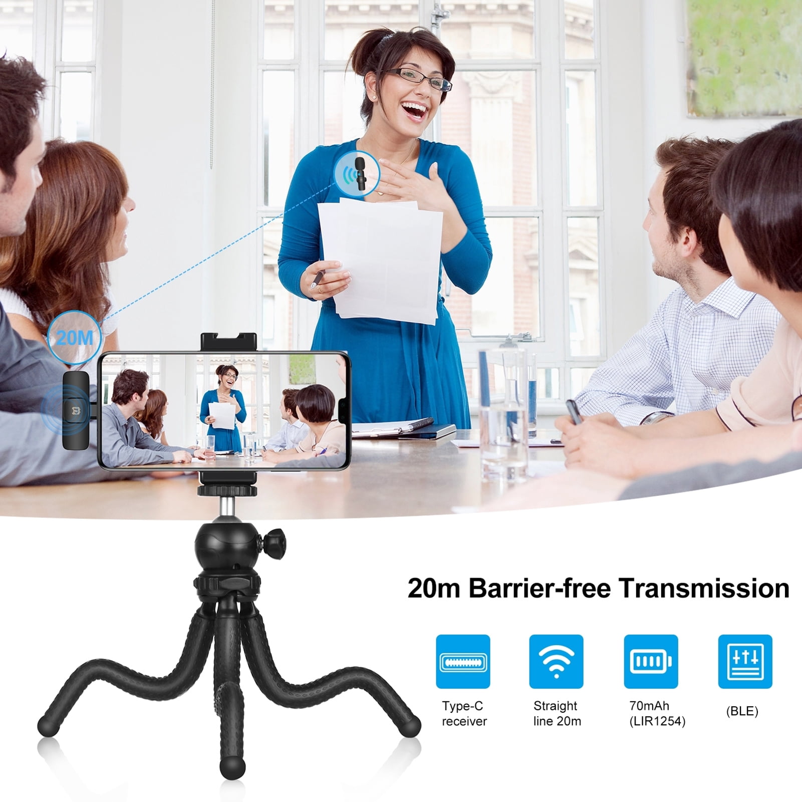 PULUZ Microphones,Type-C Android Android Clip-on Mic 20M Mic 20M PU3151B Clip-on Mic