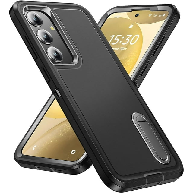 KOMI for Samsung Galaxy S24 Plus Case for Samsung S24 Plus Phone Case with Built in Kickstand, Shockproof/DropProof Military Grade Protective Cover for Galaxy S24 Plus 5G Black