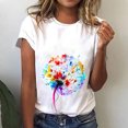 thumbnail image 2 of T-shirts d'Été Décontractés pour Femmes Col Rond Manches Courtes Tee Graphique Tendance Basique Confortable Coupe Ample Blouses Chandail, 2 of 6