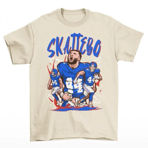 Cam Skattebo Cartoon Style New York Football T-Shirt