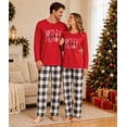 thumbnail image 4 of Christmas Pajamas Family Matching Sets, Cute Printed Xmas 2 Piece Sleepwear Pjs Jammies, T shirt Tops + Plaid Pants Set for Couples/Women/Men, 4 of 7