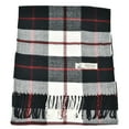thumbnail image 4 of Unisex Winter Striped Checked Plaid Luxurious Scarf Soft Wool Feel Scarves Black Red White, 4 of 4