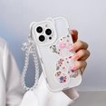 thumbnail image 2 of Compatible con iPhone 14 Pro, funda protectora de cámara transparente con diseño de oso y flores, con correa, pulsera y cadena, para niñas y mujeres, para iPhone 14 Pro, 2 of 5