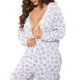 thumbnail image 3 of Qiylii Female Nightwear Jumpsuit,Floral Print Long Sleeve Zipper Hooded Jumpsuit, 3 of 5