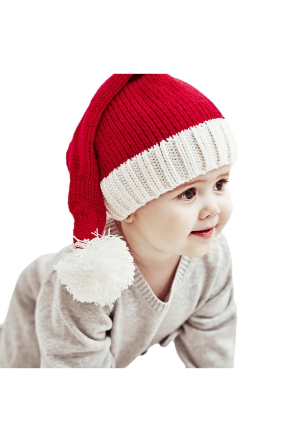 Christmas Hats, Santa Hat, Toddler Girl&boy Baby Infant Kids And Winter Christmas Hat Bunny Warm Children's Pure Color Parent-child Woolen Hat