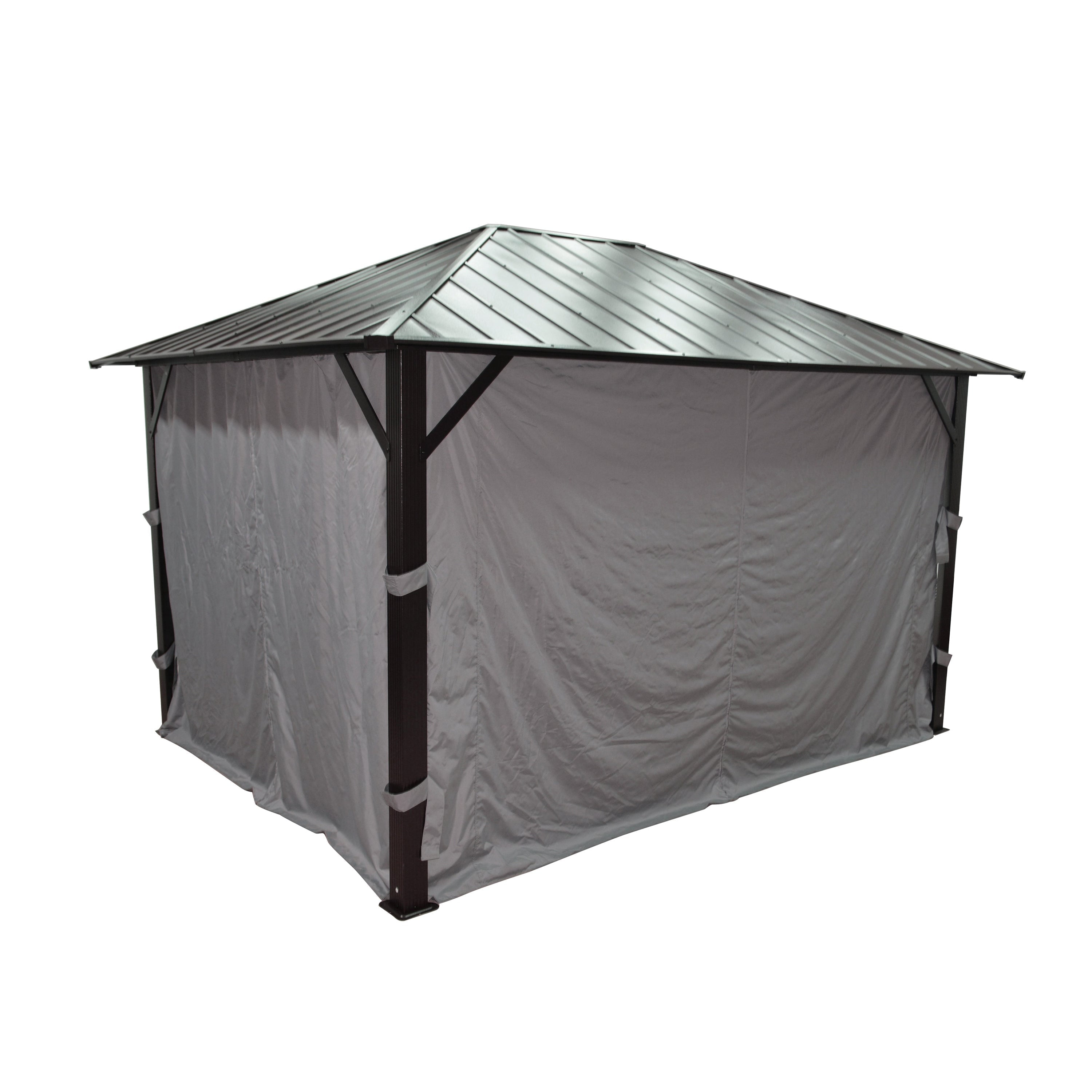 Gray Polyester Privacy Curtains for Gazebo, 10' x 14'