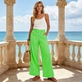 thumbnail image 6 of Wovilon Women's Wide Leg Pants, Casual Summer Gingham Plaid Trousers with Pockets, High Waisted Loose Fit Long Bottoms, Lightweight Vacation Travel Everyday Wear, 6 of 7