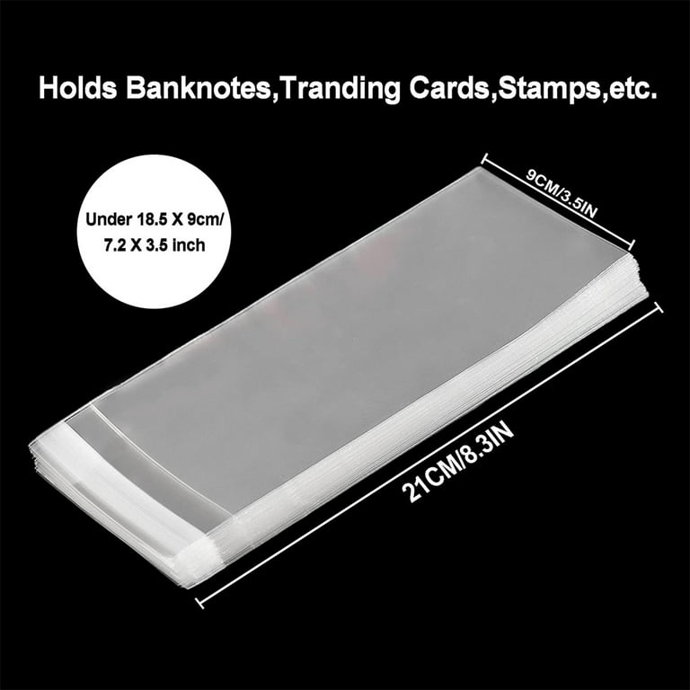 100 Pieces Clear Paper Money Holder for Collectors with Storage Case,  Dollar Bill Holder Plastic Currency Sleeves Holders Money Sleeve for Bills,  Album Banknotes Stamp Paper Protector Slab Holder 