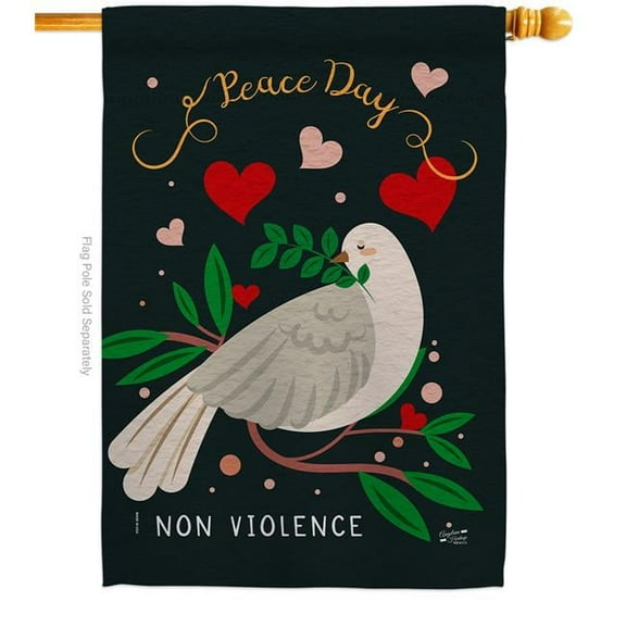 Angeleno Heritage H137406-BO 28 x 40 in. Peace No Violence House Flag with Expression Inspirational Double-Sided Decorative Vertical Flags Decoration Banner Garden Yard Gift