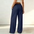 thumbnail image 5 of Women's Wide Leg Pants High Waisted Drawstring Elastic Waist Solid Color Loose Palazzo Lounge Pants with Pockets, 5 of 5