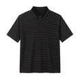thumbnail image 4 of TKKCS Mens Horizontal Striped Polo Shirt- Collared Classic Fit Breathable Short Sleeve Casual Moisture Wicking Knit Golf Shirts Black Size XL, 4 of 7