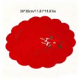thumbnail image 3 of Yhmxh Christmas Embroidered Round Placemats, 11.81 Inch Scalloped Edge Red Holiday Table Mats, Washable Xmas Poinsettia Embroidery Decorative Table Placemat for Christmas Dinner Table Decoration, 3 of 6