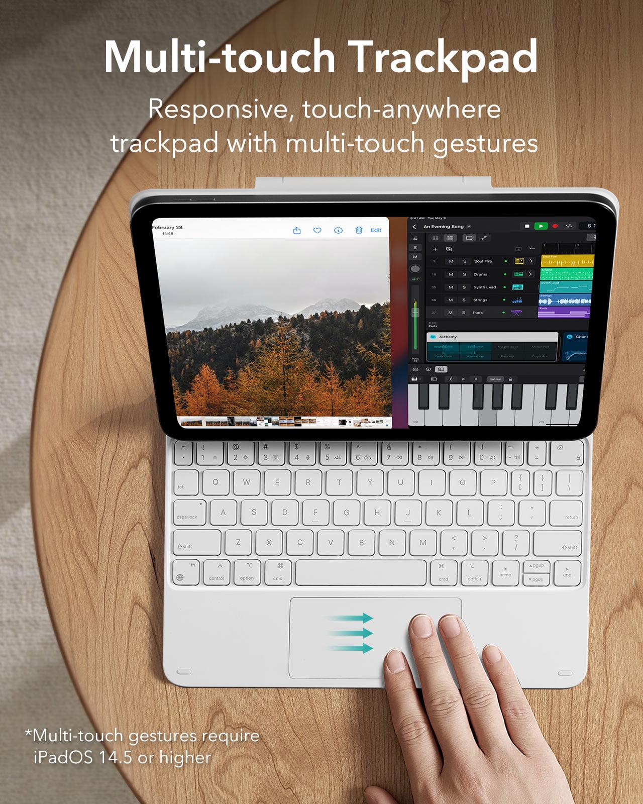 ESR Keyboard Case Compatible with iPad Air 11" M4/M3/M2 (2026/2025/2024) & iPad Pro 11/Air 5th/4th Gen, Floating Stand & Multi-Touch Trackpad, White