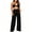Black, variant on IUYRTFE Women One Shoulder Sleeveless Top and Wide Leg Pants Set Solid Color 2 Piece Outfit for Vacation Party