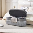 thumbnail image 6 of CQSXDA Multi-Functional Fringe Trim Oval Storage Ottoman With Lift-Top Lid 39 Inches Long With Metal Frame For Bedroom And Living Room, Grey, 6 of 9