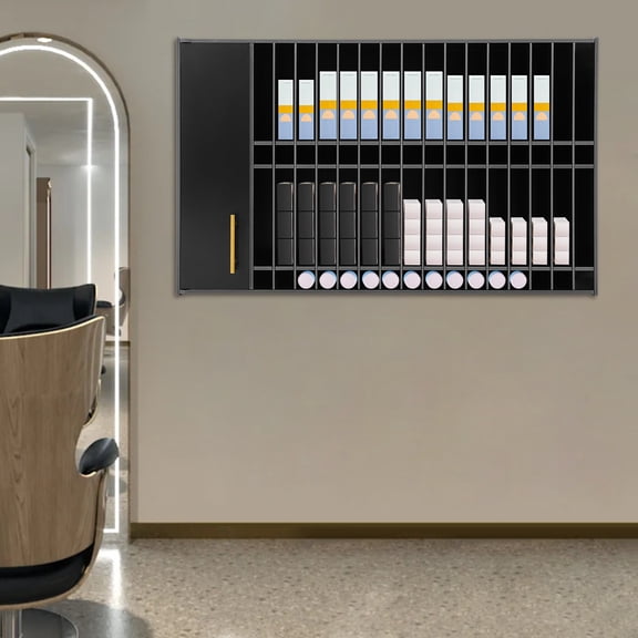 ToppiJoy Professional Hair Salon Storage Cabinet, 43.5" Wall Mounted Station Storage Cabinet for Barber Salon Shop Black