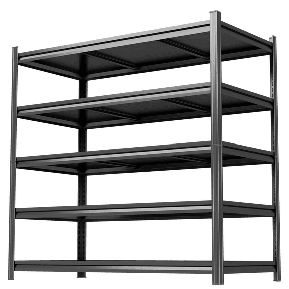 Black Heavy Duty Garage Shelving 48"W, 5 Tier Adjustable Metal Rack​ 3020LBS, 24"D x 63"H Steel Shelves​ & Organizer​ for Living Room Kitchen Bedroom Home Storage