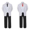 thumbnail image 2 of 5-7pc Formal Black White Suit Set Red Bow Long Tie Vest Boy Baby Infant Sm-20 Teen, 2 of 3