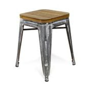 Contemporary Home Living 18.25" Brown and Gray Square Top Bar Stool with Footrest