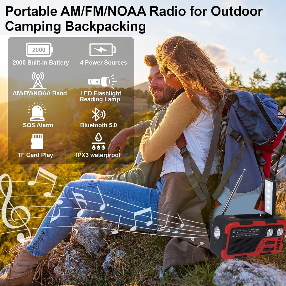Emergency Weather Radio  Portable with Solar Charging, Hand Crank, AM/FM/NOAA Weather Radio Cccanaooolceie