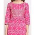 thumbnail image 5 of Rajnandini Women's Pure Cambric Cotton Embroidered Kurta Set with Dupatta (JOPLVL239-XXL_Pink & White_XXL), 5 of 5