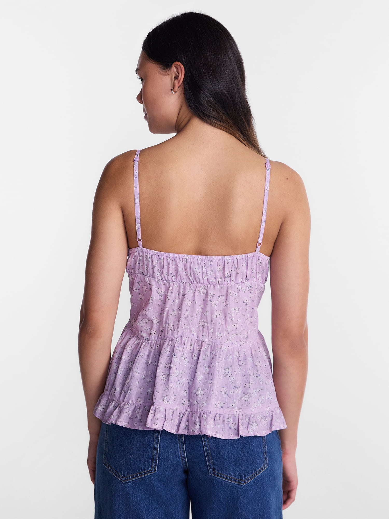 No Boundaries Tiered Woven Cotton Cami, Women's XXS-XXL