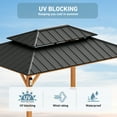 thumbnail image 5 of Modern Shade Hardtop Gazebo 12' x 16' with 4 LED Lights, Permanent Gazebo with Double Galvanized Steel Roof for Outdoor Backyard, Brown, 5 of 8