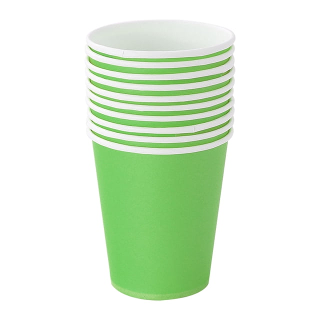 Matsuzay Vasos desechables no tóxicos, vasos de papel de calidad alimentaria, resistentes a desgarros, línea suave, ingredientes seguros, 50 Mostrada verde
