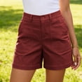thumbnail image 5 of cocolona Womens Summer Casual High Waist Bermuda Shorts Elastic Button Waist Straight Wide Leg Work Beach Shorts with Pockets, 5 of 5