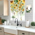 thumbnail image 6 of Sunflower Leaf Tie Up Curtain 63 Inches Long, Summer Country Flower Eucalyptus Leaves Butterfly Linen Texture Balloon Style Kitchen Window Curtain Over Sink, Small Window Rod Pocket Curtain 52"x63", 6 of 9